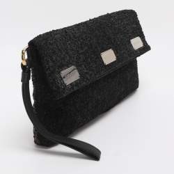 Pre Owned Escada Tricolor Tweed Wristlet Clutch