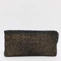 Pre Owned Escada Tricolor Tweed Wristlet Clutch