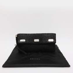 Pre Owned Escada Tricolor Tweed Wristlet Clutch