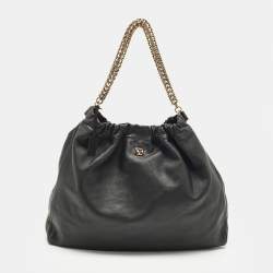 Pre Owned Escada Chain Black Leather Hobo