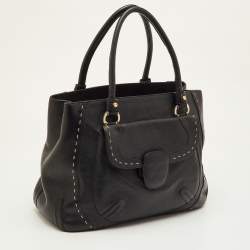 Pre Owned حقيبة يد إسكادا جيب أمامي جلد أسود