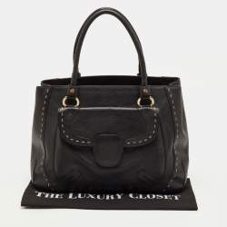 Pre Owned حقيبة يد إسكادا جيب أمامي جلد أسود