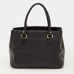 Pre Owned حقيبة يد إسكادا جيب أمامي جلد أسود