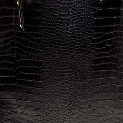 Pre Owned Escada Black Croc Embossed Leather Shopper Tote