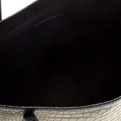 Pre Owned Escada Black Croc Embossed Leather Shopper Tote