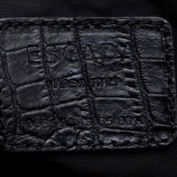 Pre Owned Escada Black Croc Embossed Leather Shopper Tote