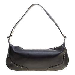 Escada Black Leather Eluna Shoulder Bag