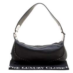 Escada Black Leather Eluna Shoulder Bag