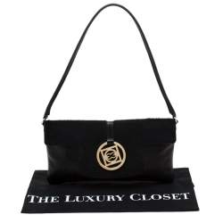 Pre Owned Escada Black Leather and Calfhair Shoulder Bag