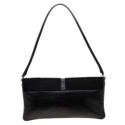 Pre Owned Escada Black Leather and Calfhair Shoulder Bag