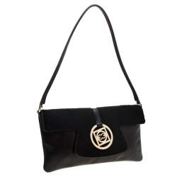 Pre Owned Escada Black Leather and Calfhair Shoulder Bag