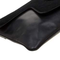 Pre Owned Escada Black Leather and Calfhair Shoulder Bag