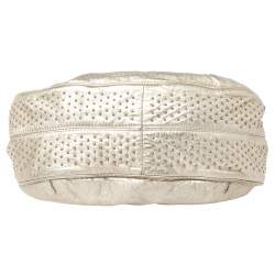 Pre Owned Escada Gold/White Leather Beaded Shoulder Bag