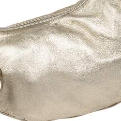 Pre Owned Escada Gold/White Leather Beaded Shoulder Bag