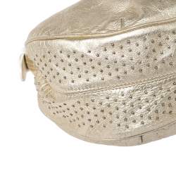 Pre Owned Escada Gold/White Leather Beaded Shoulder Bag