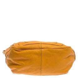 Escada Mustard Leather Knot Handle Shoulder Bag