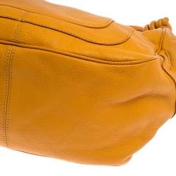 Escada Mustard Leather Knot Handle Shoulder Bag