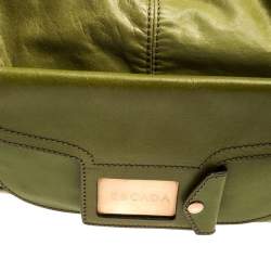 Escada Lime Green Leather Front Pocket Hobo