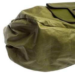 Escada Lime Green Leather Front Pocket Hobo