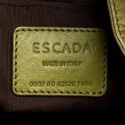 Escada Lime Green Leather Front Pocket Hobo
