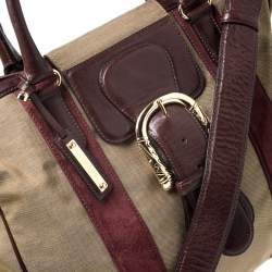 Pre Owned Escada Metallic Gold Nylon and Leather Buckle Flap Shoulder Bag