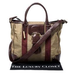 Pre Owned Escada Metallic Gold Nylon and Leather Buckle Flap Shoulder Bag