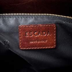 Pre Owned Escada Metallic Gold Nylon and Leather Buckle Flap Shoulder Bag