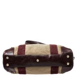 Pre Owned Escada Metallic Gold Nylon and Leather Buckle Flap Shoulder Bag