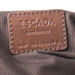 Pre Owned Escada Brown Pleated Leather Frame Tote