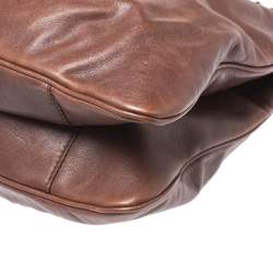 Pre Owned Escada Brown Pleated Leather Frame Tote