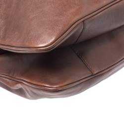 Pre Owned Escada Brown Pleated Leather Frame Tote