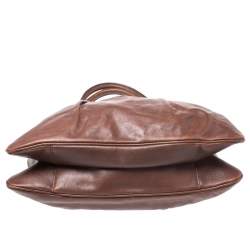 Pre Owned Escada Brown Pleated Leather Frame Tote