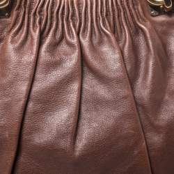Pre Owned Escada Brown Pleated Leather Frame Tote