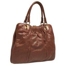 Pre Owned Escada Brown Pleated Leather Frame Tote
