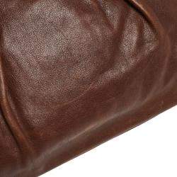 Pre Owned Escada Brown Pleated Leather Frame Tote