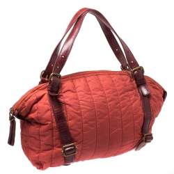 Pre Owned Escada Orange Nylon and Leather Shoulder Bag