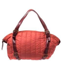 Pre Owned Escada Orange Nylon and Leather Shoulder Bag