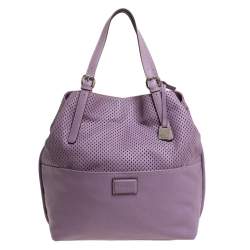 Pre Owned Escada Lilac Lazer Cut Leather Shopper Tote