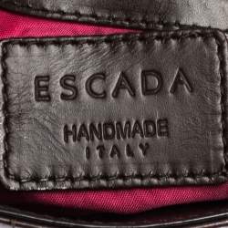 Pre Owned Escada Brown Croc Embossed Leather and Calfhair Clutch