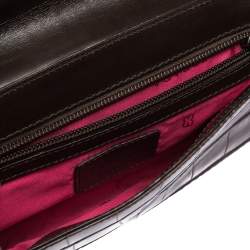 Pre Owned Escada Brown Croc Embossed Leather and Calfhair Clutch