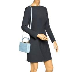 Pre Owned Escada Light Blue Nubuck Leather Box Top Handle Bag