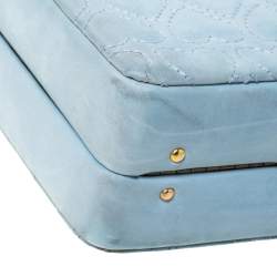 Pre Owned Escada Light Blue Nubuck Leather Box Top Handle Bag