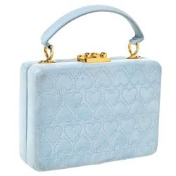 Pre Owned Escada Light Blue Nubuck Leather Box Top Handle Bag