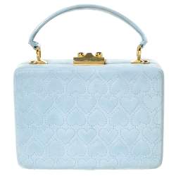 Pre Owned Escada Light Blue Nubuck Leather Box Top Handle Bag