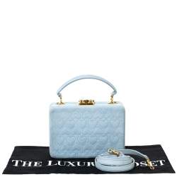 Pre Owned Escada Light Blue Nubuck Leather Box Top Handle Bag