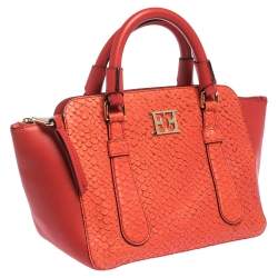 Escada Orange Python Embossed Leather Satchel