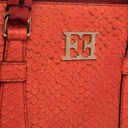 Escada Orange Python Embossed Leather Satchel