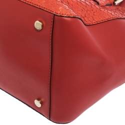 Escada Orange Python Embossed Leather Satchel