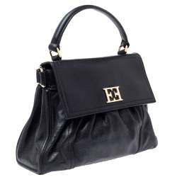 Escada Black Leather Top Handle Bag