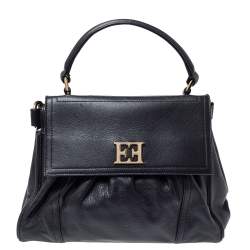Escada Black Leather Top Handle Bag
